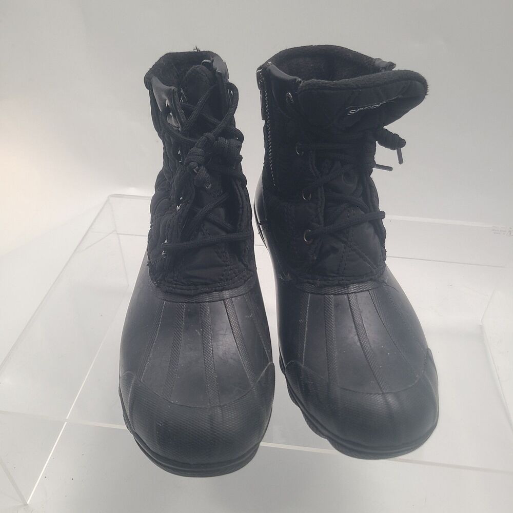 SPERRY Women's Saltwater Seacycled Nylon Rain Snow Booties Black 7.5 STS85654